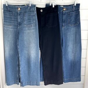 ANTHROPOLOGIE MAEVE Colette High Rise Cropped Wide Leg Jeans  -LOT OF 3 -Size 30